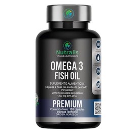 Omega 3 2000 mg | 1200 mg EPA + DHA | 120 Cápsulas | Aceite de Pescado Alta Pureza | Omega 3 Alta Concentración para Corazón y Cerebro