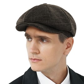 KUJUHA Wool Newsboy Cap for Men Flat Irish Cabbie Ivy Gatsby Newsboy Driving Hat Hunting Cap