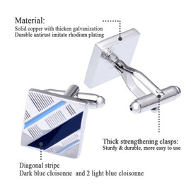 Salutto Mens Simple Series Luxury French Tuxedo Shirt Cufflinks with Gift Box Blue Twill