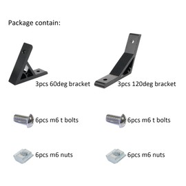 BLCCLOY 3Pcs 60deg, 3Pcs 120deg 1010 Angle Bracket 1" x 1" 10 Series Aluminum Extrusion 60 Degree Joint Connector Brace for Slot 60° Corner Joiner 120deg 1020 1 Inch Extruded Aluminium Profile