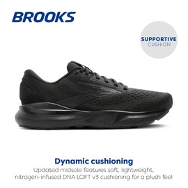 Brooks Men’s Adrenaline GTS 24 Supportive Running Shoe - Black/Black/Ebony - 9 Wide