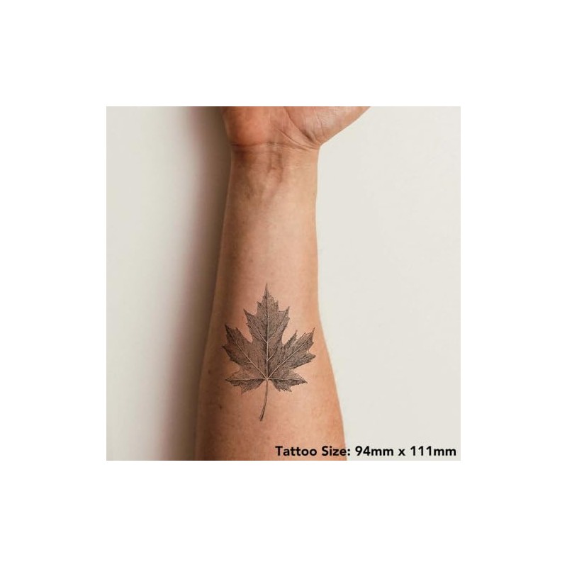 'Maple Leaf' Temporary Tattoo - Water Resistant, Skin-Safe, Non-Toxic Transfer