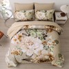 Dintszyayue Khaki Comforter Set Cal King Size 7 Pieces Floral