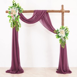 Wedding Arch Drapes Deep Pink Sheer Backdrop Curtains Rose Pink Wedding Arch Draping Fabric Swag Decorations Wedding Ceremony 2 Panels Elegant Tulle for Birthdays Party Ceiling Arbor Archway Reception