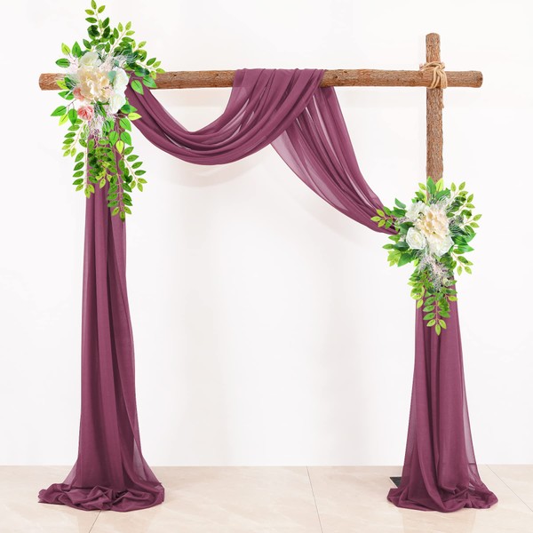 Wedding Arch Drapes Deep Pink Sheer Backdrop Curtains Rose Pink