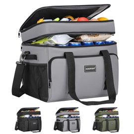 Hulongo 42L Soft Cooler, Insulated Large Cooler Bag for Beach, Car, Outdoor, 60Cans, Grey