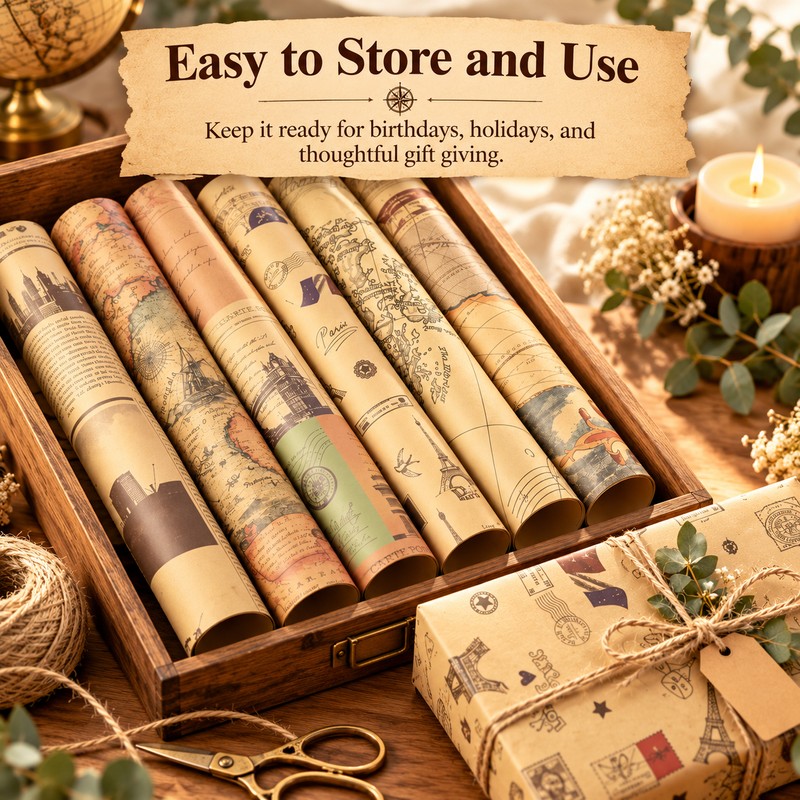 Vintage Kraft Gift Wrapping Paper for Birthdays and Holidays –