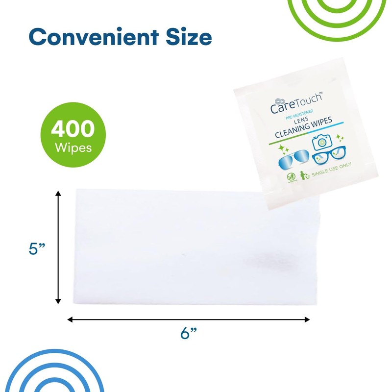 Care Touch Lens Wipes for Eyeglasses- 400 Count Individually Wrapped