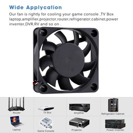 GDSTIME GDSTIME 60mm fan 12V 60mm computer fan 60 x 15mm PC case Cooler 4500 rpm speed for DIY cooling ventilation exhaust replacement