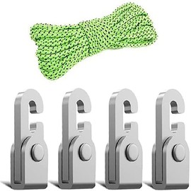 4PCS Automatic Lock Hook Self Locking Easy Tighten Rope Kit Hanging Fixing Tools Outdoor Camping Tent Hooks