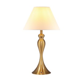 O'Bright Ember Cordless Table Lamp – Rechargeable, Touch Dimmable, Battery Operated, E26 LED Bulb, Type-C Fast Charging, Portable Lamp for Bedroom, Living Room, Office, Antique Brass