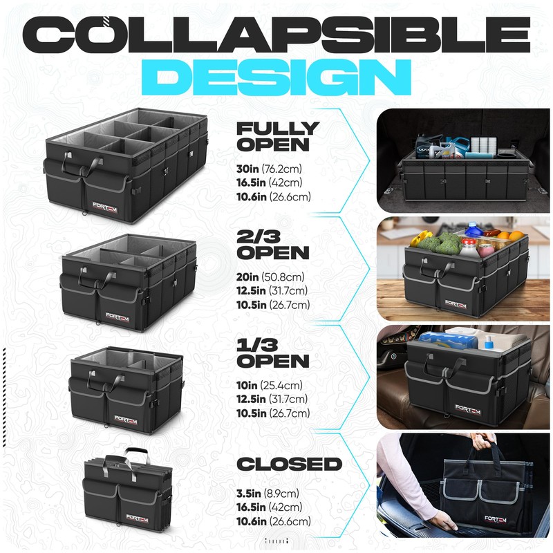FORTEM Trunk Organizer For SUV Car Trunk Organizer, Foldable Storage,