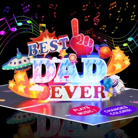 YunXianger Light and Music Father's Day Card, 3D Pop Up Happy Father Card from Daughter Son Wife, Fathers Day Greeting Card for Dad Husband Grandpa（With Envelope