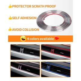 16Ft(5M) Car Trim Strip Self-Adhesive, Automotive Side Body Chrome Moulding Car Exterior Accessories for Men, DIY Car Trim Line Molding for Car Decoration Window Bumper Scratch-Proof Chrome Silver