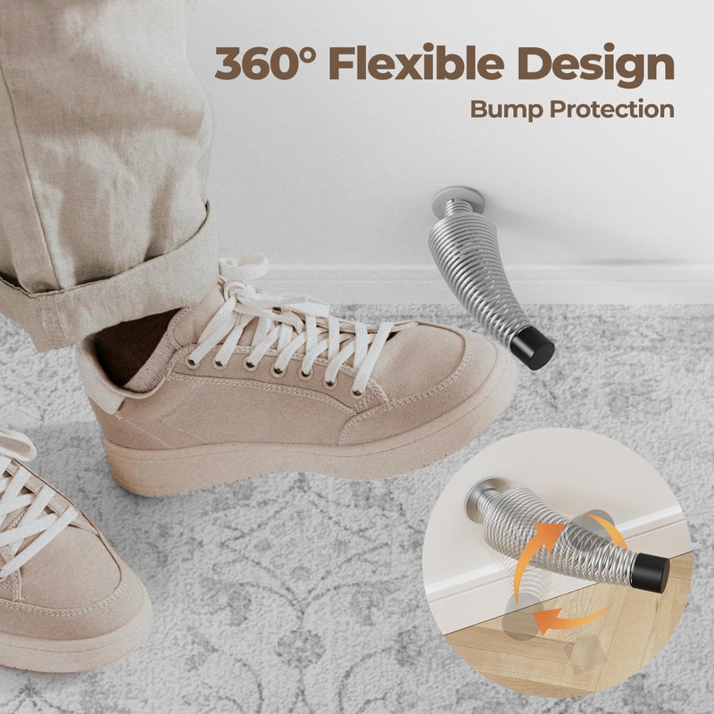 Mousike 4.5" Silver Door Stops for Bottom of Door (4