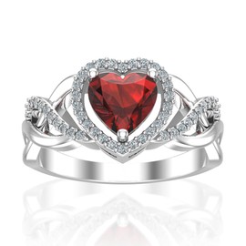 Belinda Jewelz Womens 925 Sterling Silver Red Garnet Gemstone Ring Size 5 Heart CZ Diamond Rhodium Twisted Band Jewelry Gift for Engagement Wedding