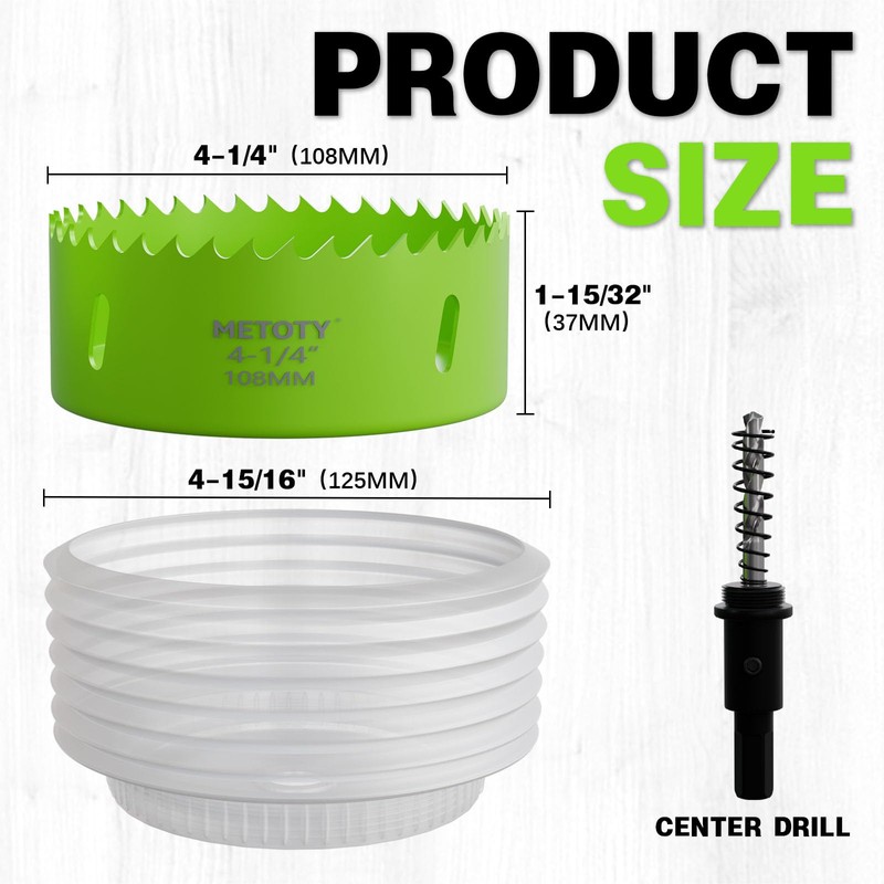 Bi-Metal 4-1/4 Inch Hole Saw for Recessed Lights, 4.25" Hole