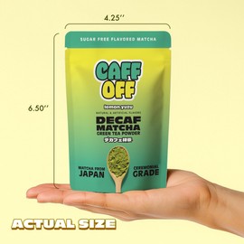 Caff Off Caffeine Lemon Matcha Green Tea Powder From Japan - 1.06 oz / 30 g - Ceremonial Grade & Sugar Free - No Fillers or Milk Powders - Tested For Heavy Metals & Radiation - First Harvest & Shade Grown Matcha Powder