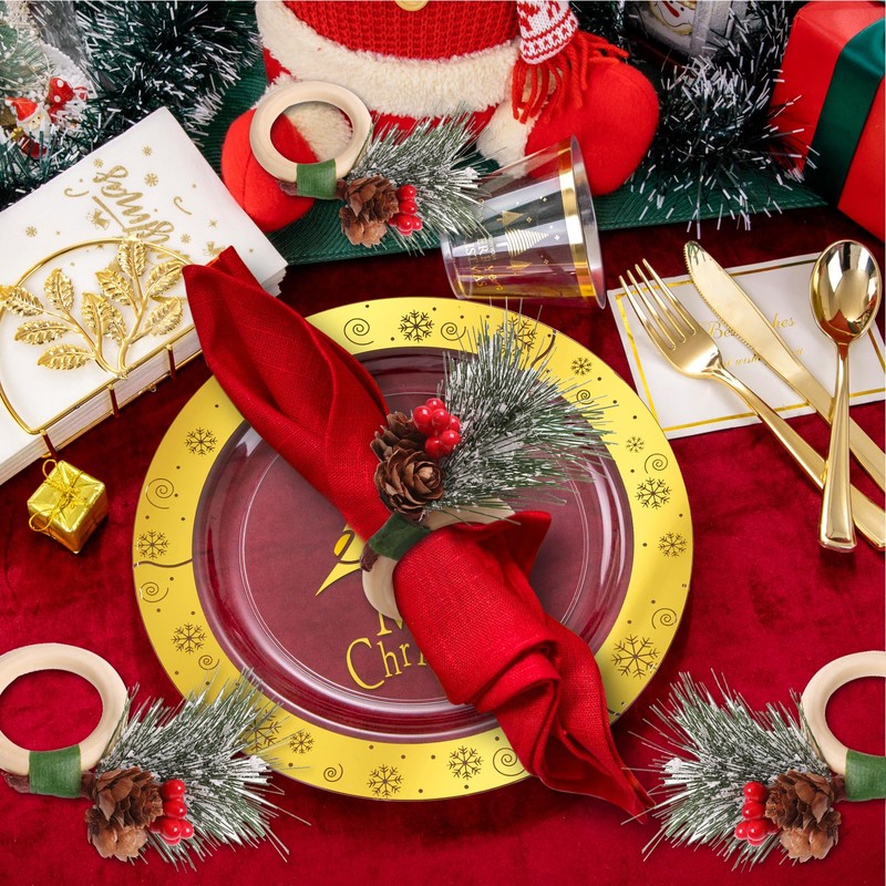 Phlognfy Christmas Napkin Rings, Christmas Napkin Rings, Cedar with Cedars,