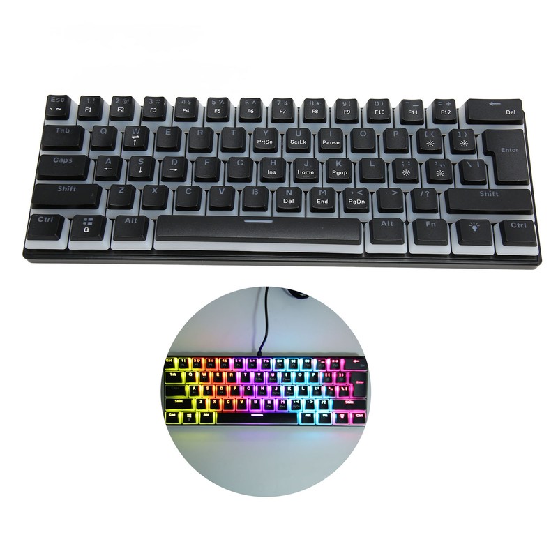 Mechanical Keyboard 61 Key RGB Lighting Blue Switch Ergonomic 60%
