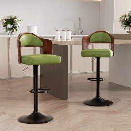 Dual Color Rustic Modern Height Adjustable Swivel Durable Material Steady PU Leather Iron Frame Bar Stool for Hotel Home Barsize: 48cm*43cm*88cm~110cm, color: FU01025BR