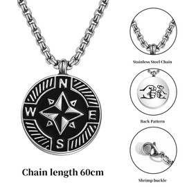YELUWA Son Necklace, Gift for My Son, Compass Necklace for Son, Graduation Gifts for Him, Compass Pendant Necklace for Men, Forged Stainless Steel for Jewellery, Stainless Steel, Bead