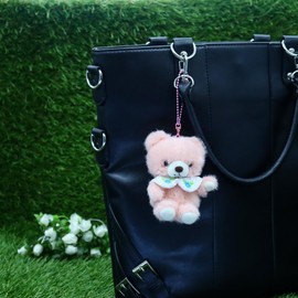 Takeoff Bear Drop Plush Keychain Retro Pastel Bear Cute Embroidered Flower Collar Pink