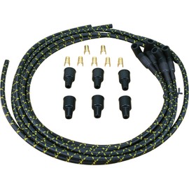 AIP Electronics Dragon FIRE Performance Direct Fit Classic Vintage Cloth Braided Spark Plug Wire Set Compatible with Ford 2N 8N 9N Front Mount Distributors OEM Fit PWJ225-BLKBR