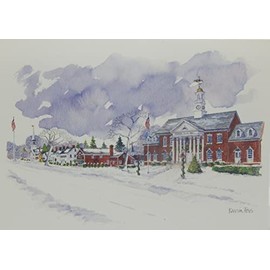 "Frosty Night in Newtown," Scenic Christmas Cards, Box of 10, by Onion Hill Designs