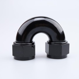 AC PERFORMANCE 180 Degree -16 AN Female One Piece Full Flow Hose Coupler Fitting Aluminum Black