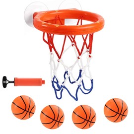 Cyfie Bath Toys for Toddlers - Bathtub Basketball Hoop Set with 4 Balls for Kids Ages 3-8 - Suction Cup Shower Toy for Boys and Girls