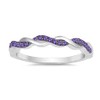 Simulated Amethyst Criss Cross Knot Promise Ring .925 Sterling Silver