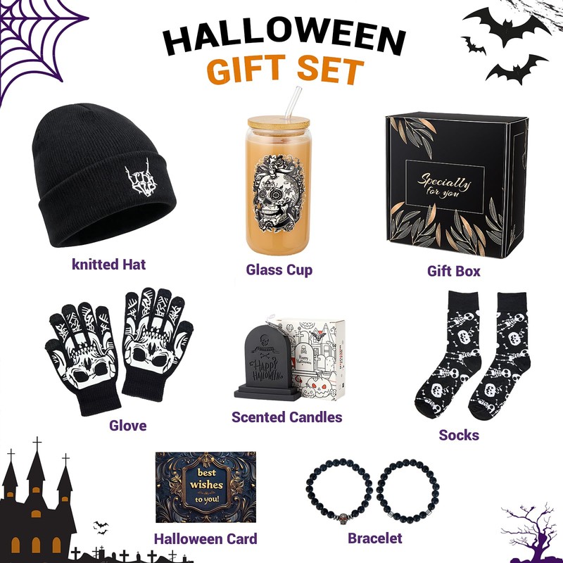 Halloween Gifts Basket for Men Spooky Skull Basket Stuffers Ideas