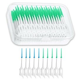 NXPUXP 200 Stück Interdentalbürste Weiche Silikon adaptive,Interdentalbürsten,Tragbarer Zahnseidehalter mit doppeltem Verwendungszweck,Zur Reinigung der Zahnzwischenräume(blau,grün)