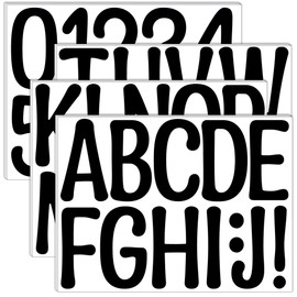 153PCS Letter Stickers Large 12 Sheets Alphabet Number Stickers Waterproof Self-Adhesive Vinyl Letters for Bulletin Board Poster Board Mailbox Crafts Classroom Home School Project Decor(Black, 4 Inch)