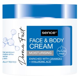 Sence Derma Fact Gesichts- und Körpercreme, Skincare Angereichert mit Ceramiden und Hyaluron. Feuchtigkeitscreme,Vegan, Beauty Body Creme für Damen sowie Herren, Körperpflege (1 x 300ml)