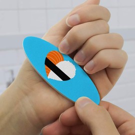 Japanese Salmon Sushi and Rice Heart Double-Sided Oval Nail File Emery Board Set 4 Pack