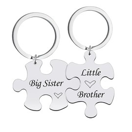 Sister Brother Puzzle Keychain Gifts for Girl Boy Big Sister Little Brother Keychain for Women men Christmas Birthday Gifts for Big Sister Little Brother Sibling Matching Keychain