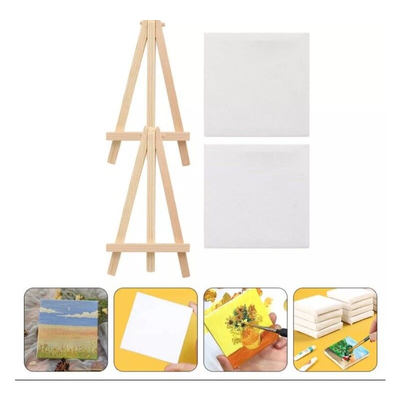 None 2 Sets Canvas Mini Easel Stand Decorative Child Student
