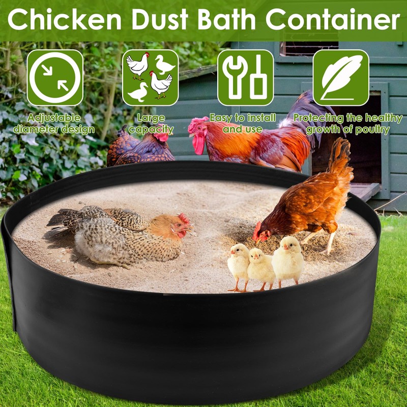 Chicken Dust Bathtub,Bottomless PE Chicken Dust Bath Containers,Adjustable Chick Coop