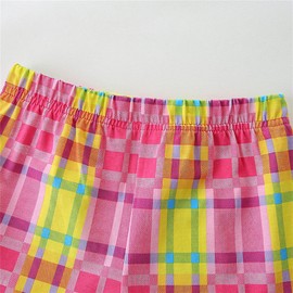 HILEELANG Girl Short Clothing Sets Easter Summer Cotton Casual Pink Watermelon Top Tee Shirts Check Shorts Beach Outfits Sets Size 6