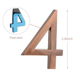 Self Adhesive Mailbox Numbers,Door Address Number Stickers for Office Room,Raised 3D Effect,Chrome Plated (2.36" 20 Pack(0-9) Bronze Plating)