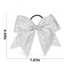 White Cheer Bow, Glitter Shimmer Shiny Rhinestones Cheerleading Hair Bow
