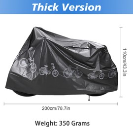 Forhandy Bicycle Cover, Waterproof, 200 x 110 cm, Bicycle Garage, Bicycle Protective Cover, Thickened Version Bicycle Tarpaulin, Bicycle Tarpaulin Cover for Mountain Bike/E-bike/Road Bike