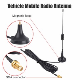 433MHz High Gain Vehicle Mobile Radio Antenna with SMA Connector, Antenna Amplifier, Magnetic Base, Easy Installation