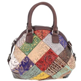 Downupodwn Dome Satchel Bag for Women Genuine Leather Top Handle Handbags Medium Tote Bags Purses Crossbody Shoulder Bag, Multicolour02, One Size