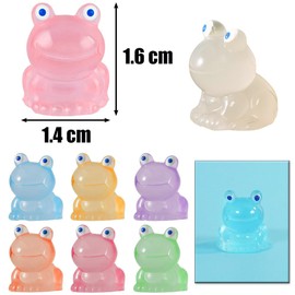 Sctmda Mini Resin Frog Figures, Pack of 56 Small Luminous Frog Mini Figures, Frogs, Mini Frogs, Luminous Tiny Resin Frogs, Miniature Frog Figures, Mini Resin Frogs for Landscape, 7 Colours