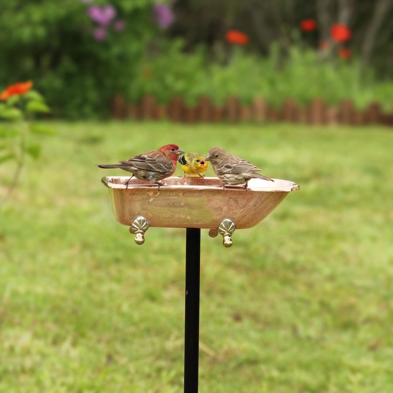 Pure Copper Bird Bath, Featuring Clawfoot Bathtub Design - Polished