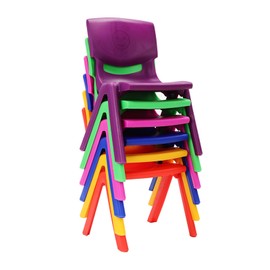 ReqianXH 6PCS Colorful School Stackable Chairs Stacking Student Seat with 11inch Seat Height Plastic Classrooms Chairs for Kids Learning (Dark Colors)