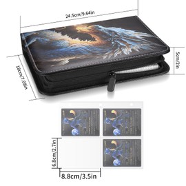 Scrapbook, Trading Card Album, Trading Folder Cards Folder Book Album Compatible with Tracking Cards, Baseball Cards, Playing Cards, 400 Cards with Removable Sleeves (Dragon)